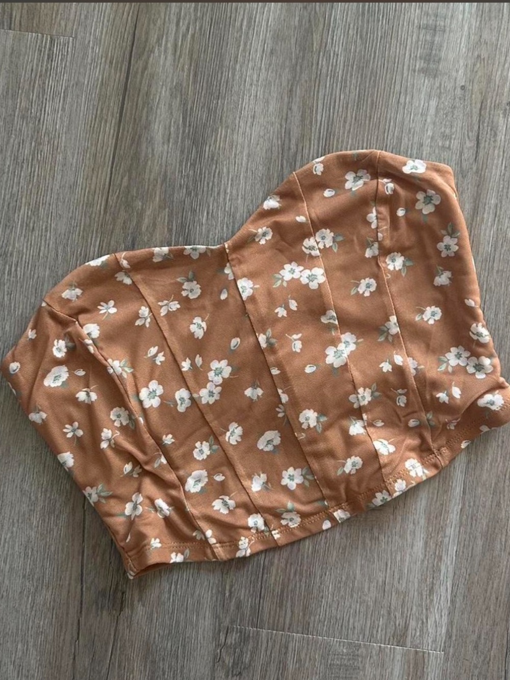 Altar'd State Brown Floral Bustier Top